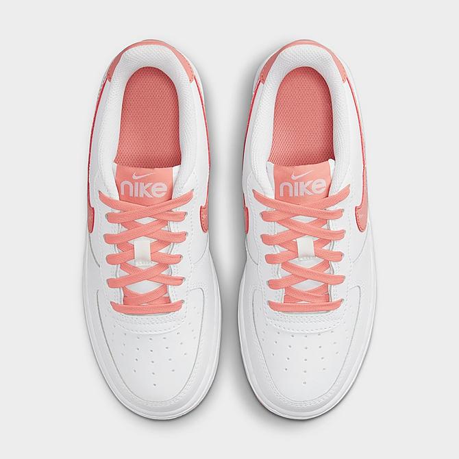 Left view of Girls' Big Kids' Nike Air Force 1 LV8 Casual Shoes in White/Aura/Light Madder Root Click to zoom