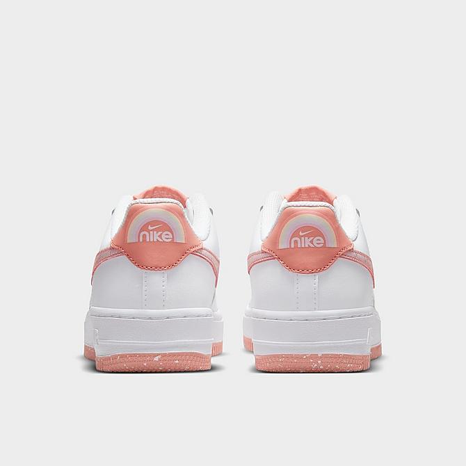 Back view of Girls' Big Kids' Nike Air Force 1 LV8 Casual Shoes in White/Aura/Light Madder Root Click to zoom