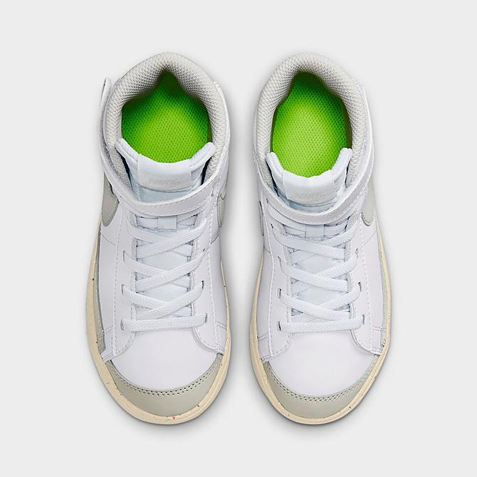 Back view of Little Kids' Nike Blazer Mid '77 SE Hook-and-Loop Casual Shoes in White/Volt/Light Bone Click to zoom