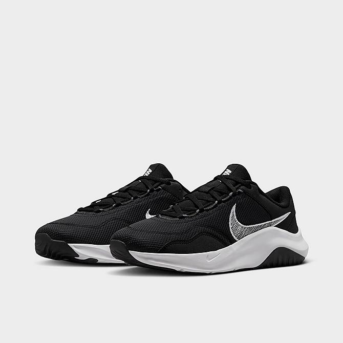 Three Quarter view of Men's Nike Legend Essential 3 Next Nature Training Shoes in Black/Iron Grey/White Click to zoom
