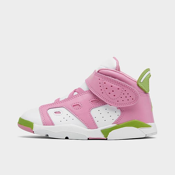 Right view of Girls' Toddler Jordan 6-17-23 Casual Shoes in Elemental Pink/White/Vivid Green Click to zoom