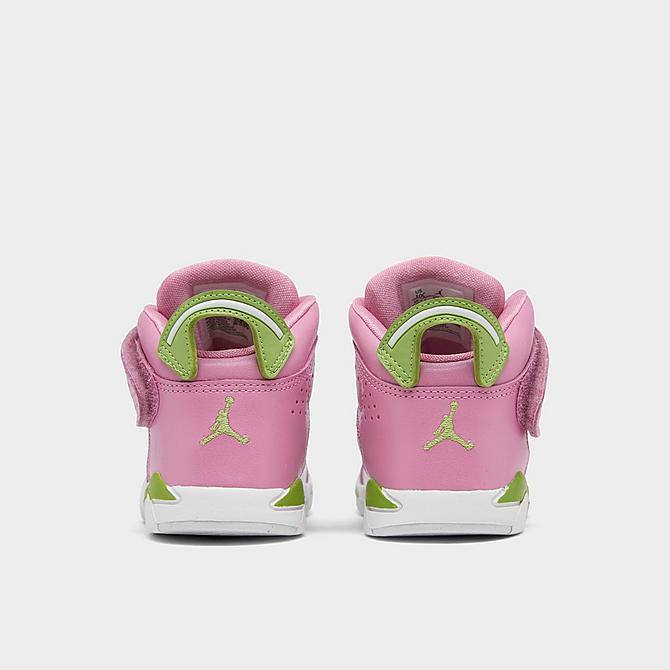 Left view of Girls' Toddler Jordan 6-17-23 Casual Shoes in Elemental Pink/White/Vivid Green Click to zoom