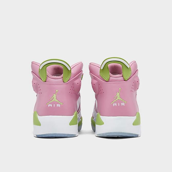 Left view of Girls' Big Kids' Jordan 6-17-23 Basketball Shoes in Elemental Pink/White/Vivid Green Click to zoom