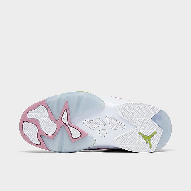 Bottom view of Girls' Big Kids' Jordan 6-17-23 Basketball Shoes in Elemental Pink/White/Vivid Green Click to zoom
