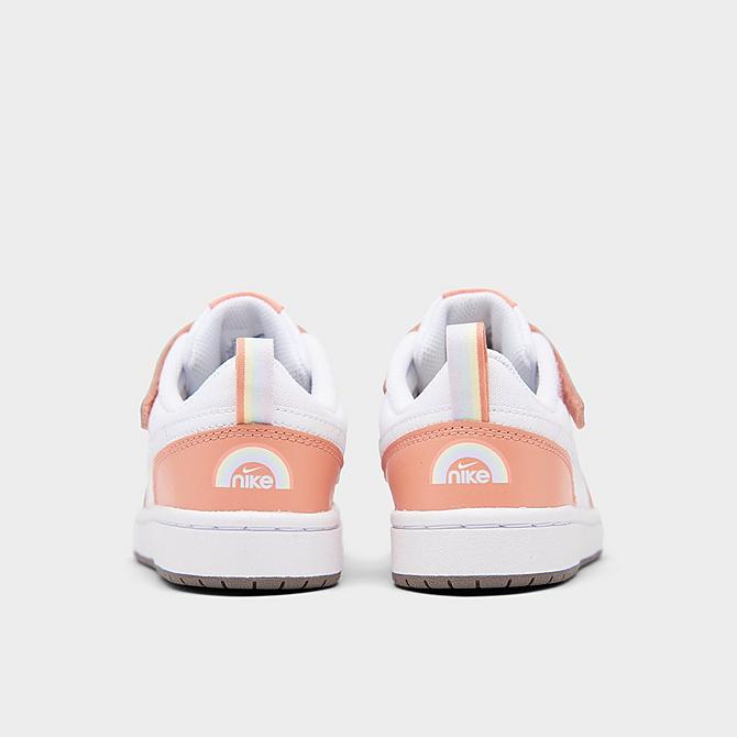 Left view of Girls' Little Kids' Nike Court Borough Low 2 SE Casual Shoes in White/Aura/Light Madder Root/Cave Stone Click to zoom