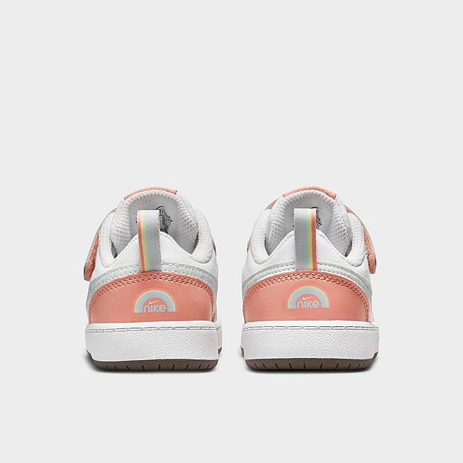 Left view of Girls' Toddler Nike Court Borough Low 2 SE Casual Shoes in White/Aura/Light Madder Root/Cave Stone Click to zoom