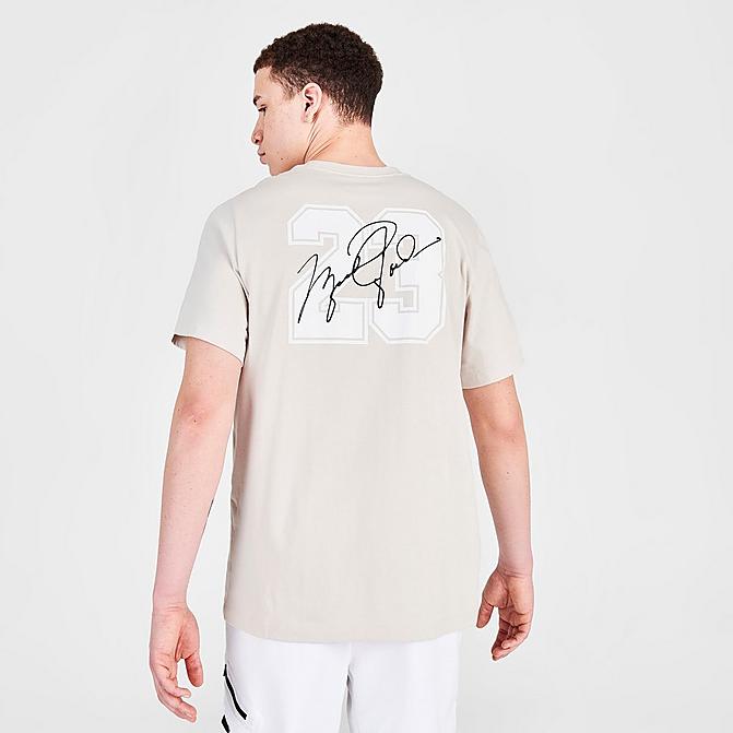 Front view of Men's Jordan Essentials Flight 23 Graphic Print Short-Sleeve T-Shirt in Light Orewood Brown/White Click to zoom