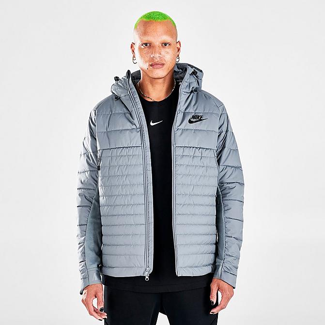 Front view of Men's Nike Sportswear Synthetic-Fill Jacket in Cool Grey Click to zoom