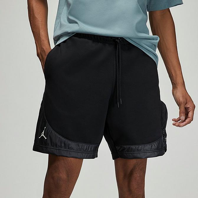 Front view of Men's Jordan 23 Engineered Fleece Shorts in Black Click to zoom