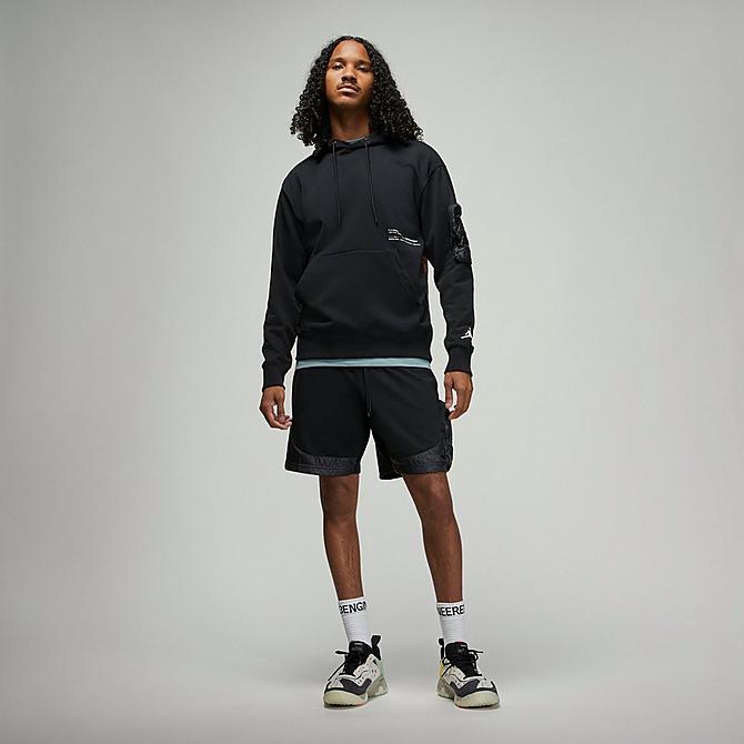 Back Left view of Men's Jordan 23 Engineered Fleece Shorts in Black Click to zoom