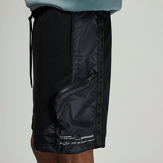 On Model 5 view of Men's Jordan 23 Engineered Fleece Shorts in Black Click to zoom