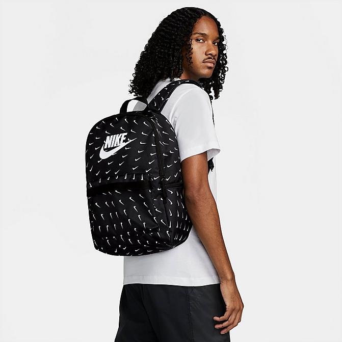 Alternate view of Nike Heritage Swoosh Wave Backpack in Black/Black/White Click to zoom