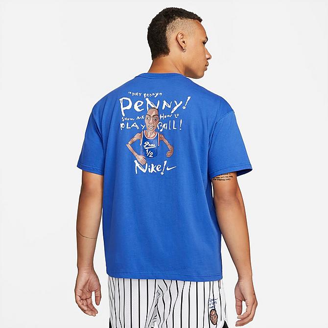 Front Three Quarter view of Men's Nike Lil' Penny T-Shirt in Blue Click to zoom