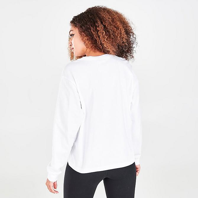 On Model 5 view of Women's Nike Sportswear Animal Print Long-Sleeve T-Shirt in White Click to zoom