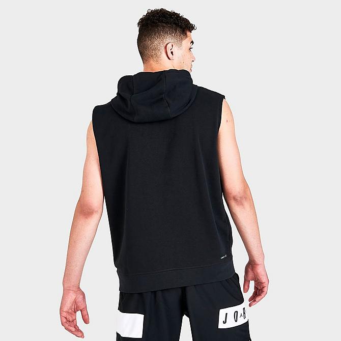 Back Right view of Men's Jordan Dri-FIT Sport Sleeveless Pullover Hoodie in Black/White Click to zoom