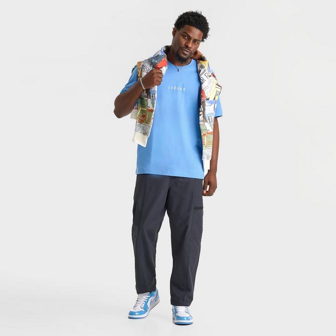 [angle] view of Men's Jordan Embroidered Air Graphic T-Shirt in Legend Blue/White Click to zoom