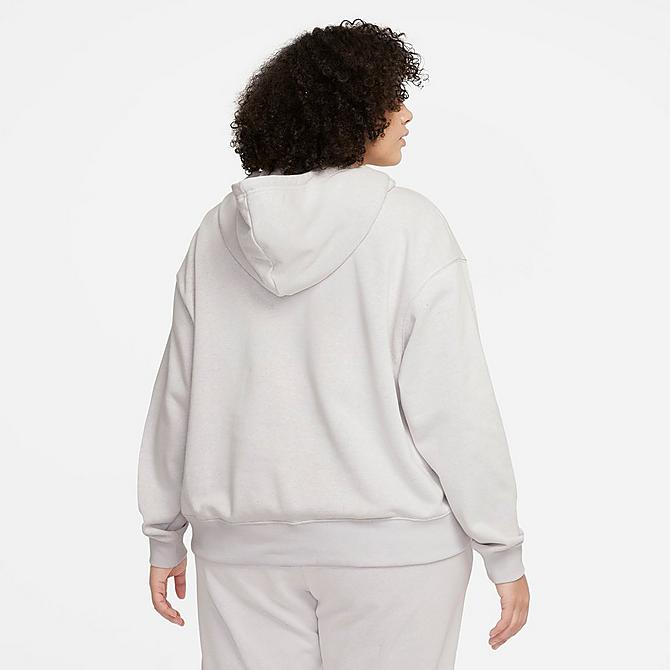 Back Left view of Women's Nike Sportswear Collection Essentials Sustainable Fleece Hoodie (Plus Size) in Platinum Tint/White Click to zoom
