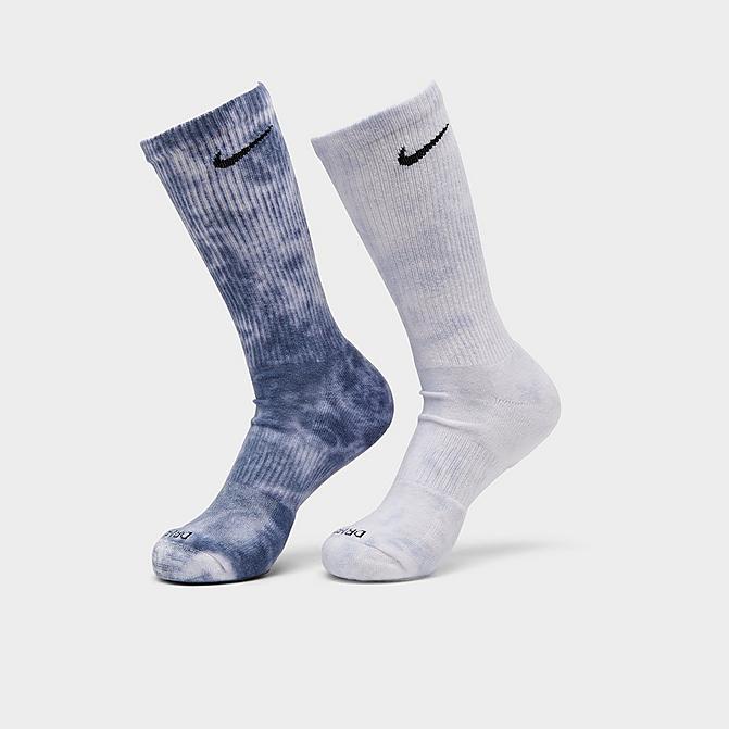 Front view of Nike Everyday Plus Cushioned Tie-Dye Crew Socks (2-Pack) in Multicolor Click to zoom