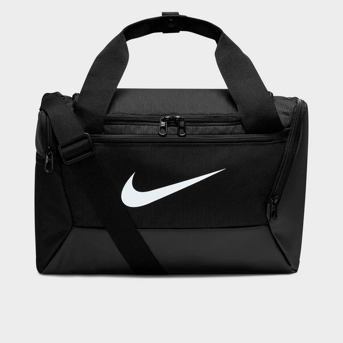 Front view of Nike Brasilia 9.5 Training Extra Small Duffel Bag (25L) in Black/Black/White Click to zoom