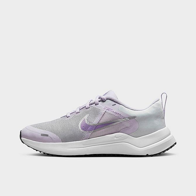 Right view of Big Kids' Nike Downshifter 12 Training Shoes in Violet Frost/Metallic Silver/Pure Platinum/Vivid Purple Click to zoom