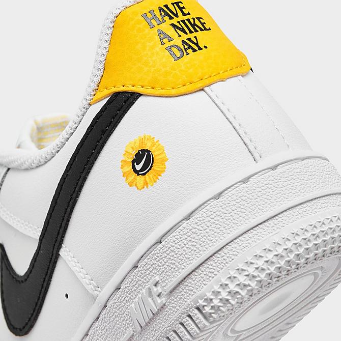 Front view of Little Kids' Nike Air Force 1 LV8 Have A Nike Day Casual Shoes in White/Black/Dark Sulfur Click to zoom