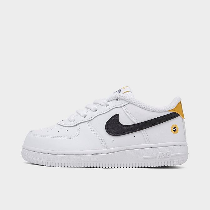 Right view of Kids' Toddler Nike Air Force 1 LV8 Have A Nike Day Casual Shoes in White/Black/Dark Sulfur Click to zoom