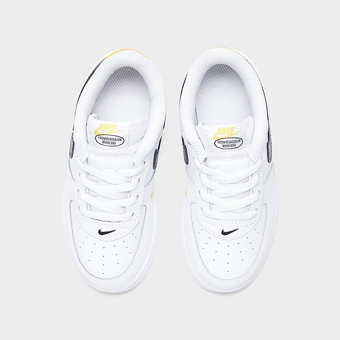 Back view of Kids' Toddler Nike Air Force 1 LV8 Have A Nike Day Casual Shoes in White/Black/Dark Sulfur Click to zoom