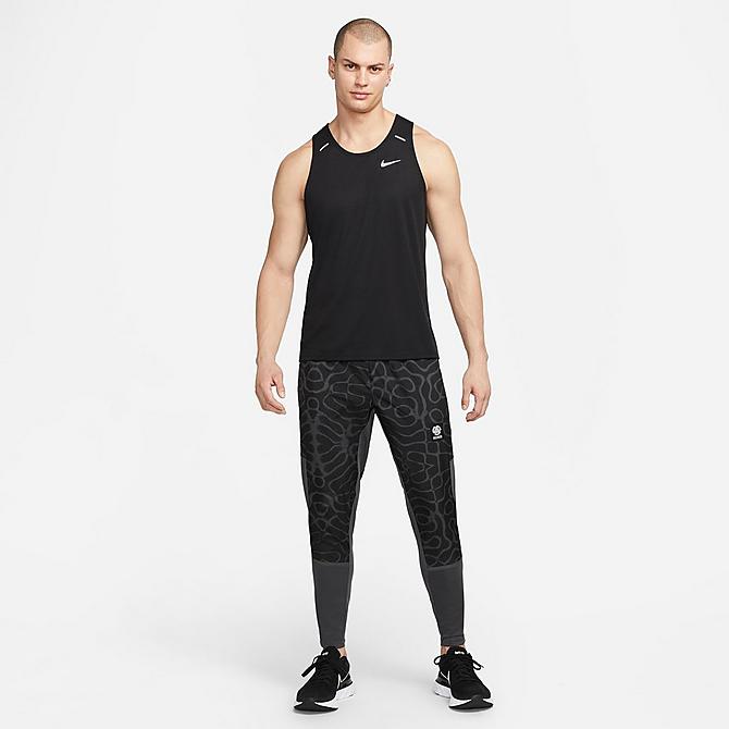 Back Left view of Men's Nike Dri-FIT Wild Run Phenom Elite Woven Graphic Print Jogger Pants in Black/Anthracite Click to zoom