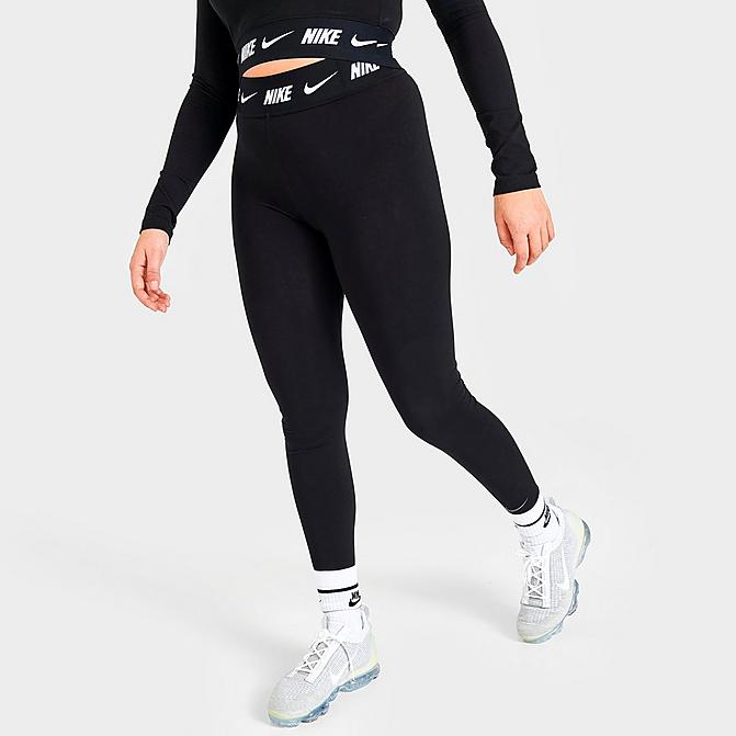 Front view of Women's Nike Sportswear Club High-Waisted Leggings in Black/Dark Smoke Grey Click to zoom