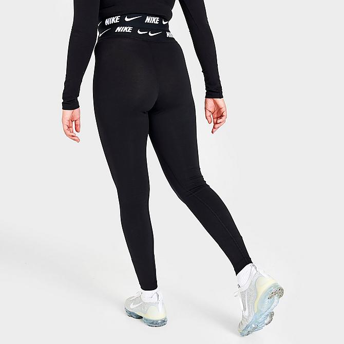 Back Right view of Women's Nike Sportswear Club High-Waisted Leggings in Black/Dark Smoke Grey Click to zoom