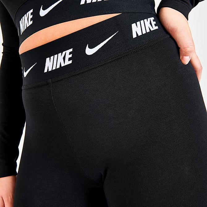 On Model 5 view of Women's Nike Sportswear Club High-Waisted Leggings in Black/Dark Smoke Grey Click to zoom