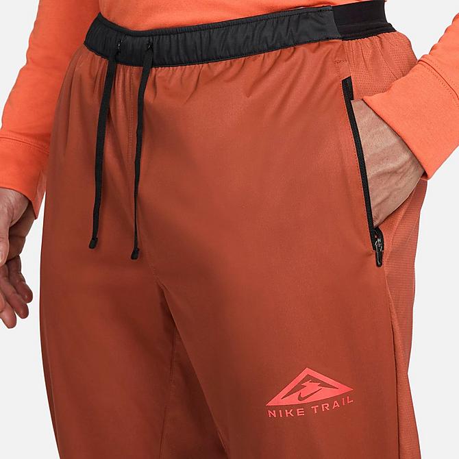 Back Right view of Men's Nike Dri-FIT Phenom Elite Trail Running Pants in Rugged Orange/Mantra Orange/Habanero Red Click to zoom