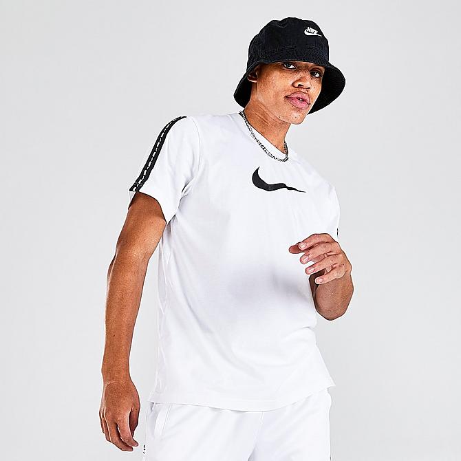 Back Left view of Men's Nike Sportswear Repeat T-Shirt in White/Black Click to zoom