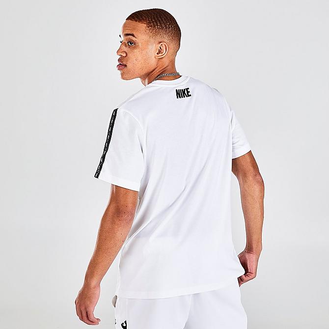 Back Right view of Men's Nike Sportswear Repeat T-Shirt in White/Black Click to zoom