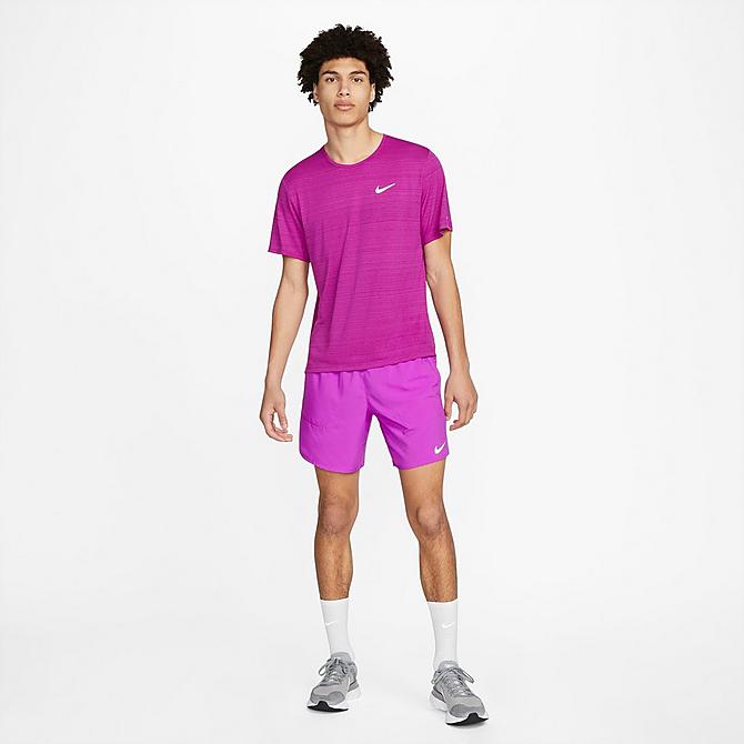 Back Left view of Men's Nike Dri-FIT Stride 2-in-1 7" Running Shorts in Vivid Purple/Deep Royal Blue/Deep Royal Blue Click to zoom