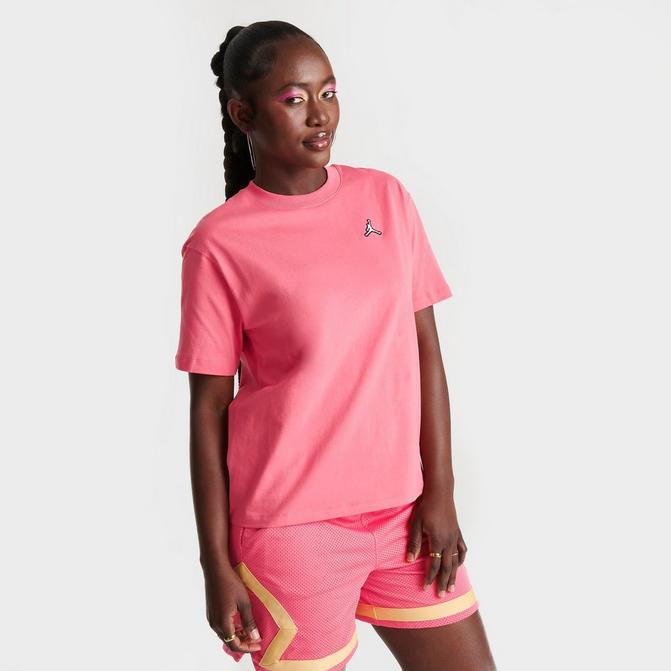 Front view of Women's Jordan Essentials Jumpman Logo T-Shirt in Sea Coral Click to zoom
