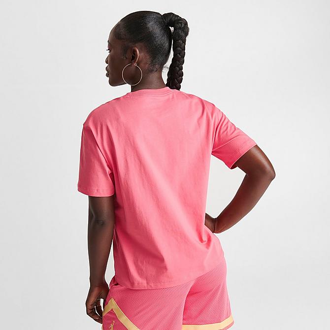 Back Right view of Women's Jordan Essentials Jumpman Logo T-Shirt in Sea Coral Click to zoom