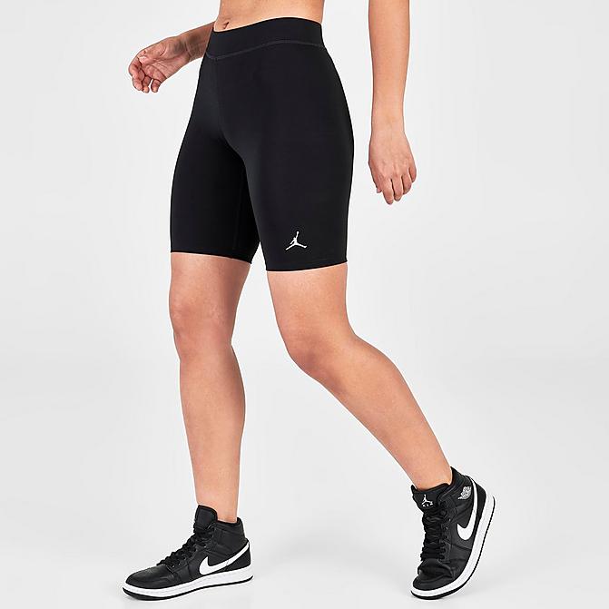 Front view of Women's Jordan Essentials Bike Shorts in Black/White Click to zoom