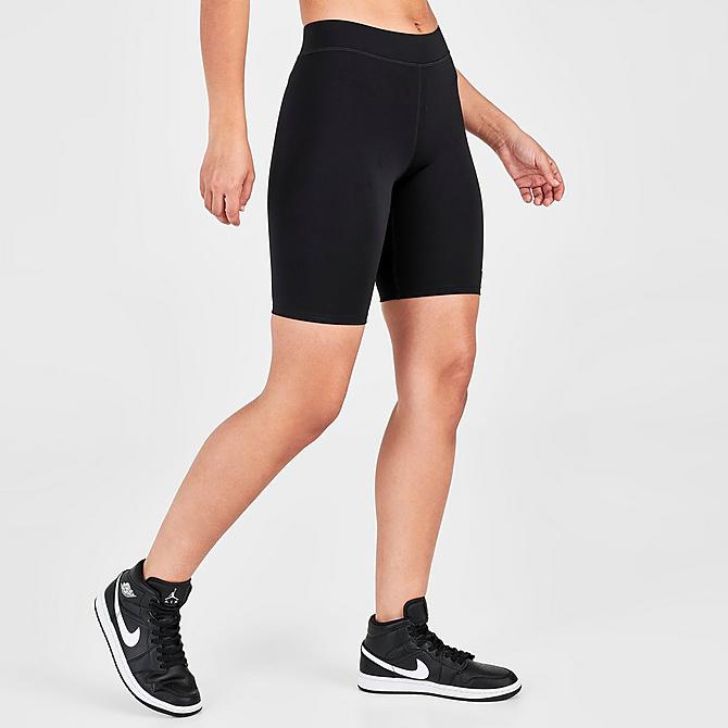 Back Left view of Women's Jordan Essentials Bike Shorts in Black/White Click to zoom