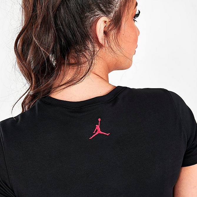 On Model 6 view of Women's Jordan (Her)itage Top in Black/Mystic Hibiscus Click to zoom