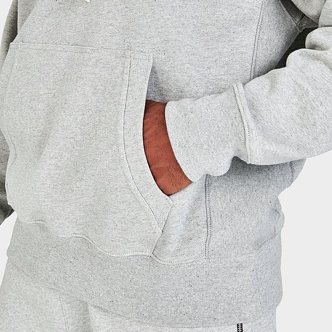 On Model 6 view of Men's Nike Sportswear French Terry Half-Zip Pullover Hoodie in Grey Heather Click to zoom