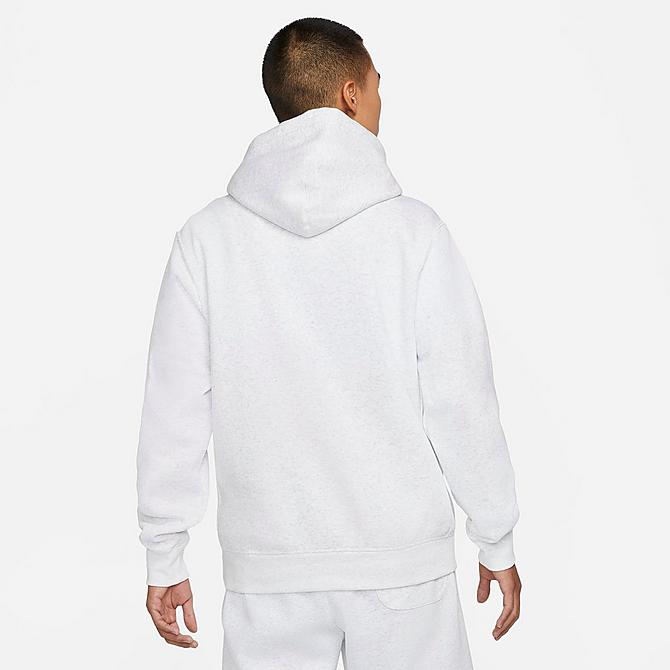Front Three Quarter view of Men's Nike Sportswear Swoosh League Hoodie in Birch Heather Click to zoom