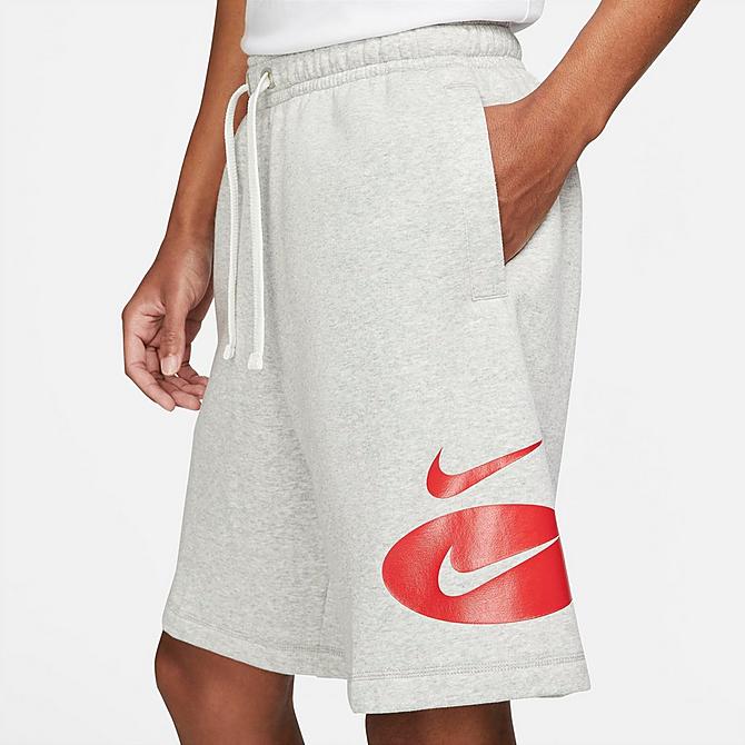 Back Right view of Men's Nike Sportswear Swoosh League Basketball Shorts in Grey Heather Click to zoom