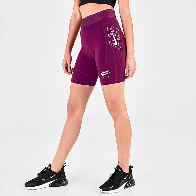 Front view of Women's Nike Air Bike Shorts in Sangria Click to zoom