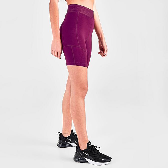 Back Left view of Women's Nike Air Bike Shorts in Sangria Click to zoom