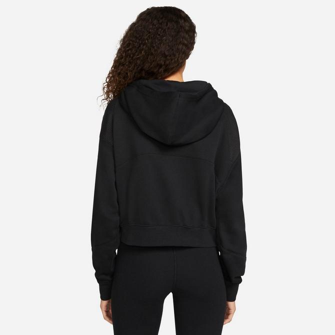 [angle] view of Women's Nike Sportswear Air Fleece Full-Zip Hoodie in Black/Black/White Click to zoom