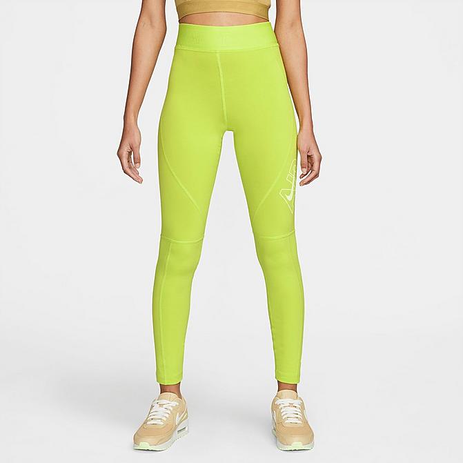 Front view of Women's Nike Air High-Waisted Leggings in Atomic Green/Limelight/Barely Volt Click to zoom