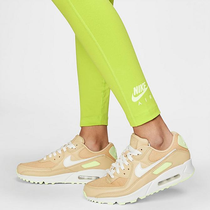 Back Right view of Women's Nike Air High-Waisted Leggings in Atomic Green/Limelight/Barely Volt Click to zoom