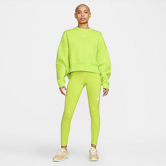 On Model 5 view of Women's Nike Air High-Waisted Leggings in Atomic Green/Limelight/Barely Volt Click to zoom