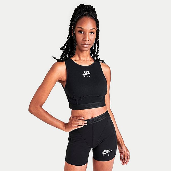 Front view of Women's Nike Air Ribbed Tank in Black/White Click to zoom